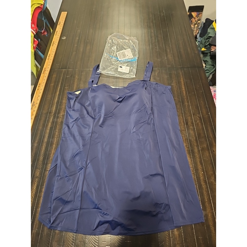 Swim 365 Women Dark Blue One Piece Swim Dress Suit‎ Swimwear Plus Size 34